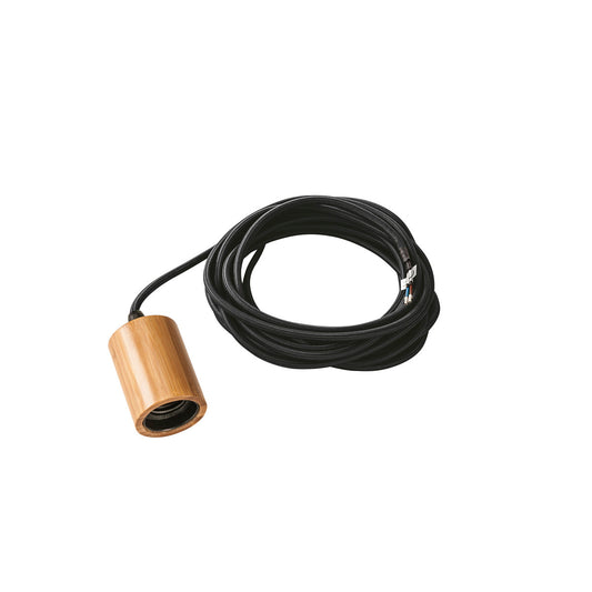 SLV FITU E27 Pendelleuchte, Bambus hell, 5m Kabel mit offenem Kabelende, max. 60W