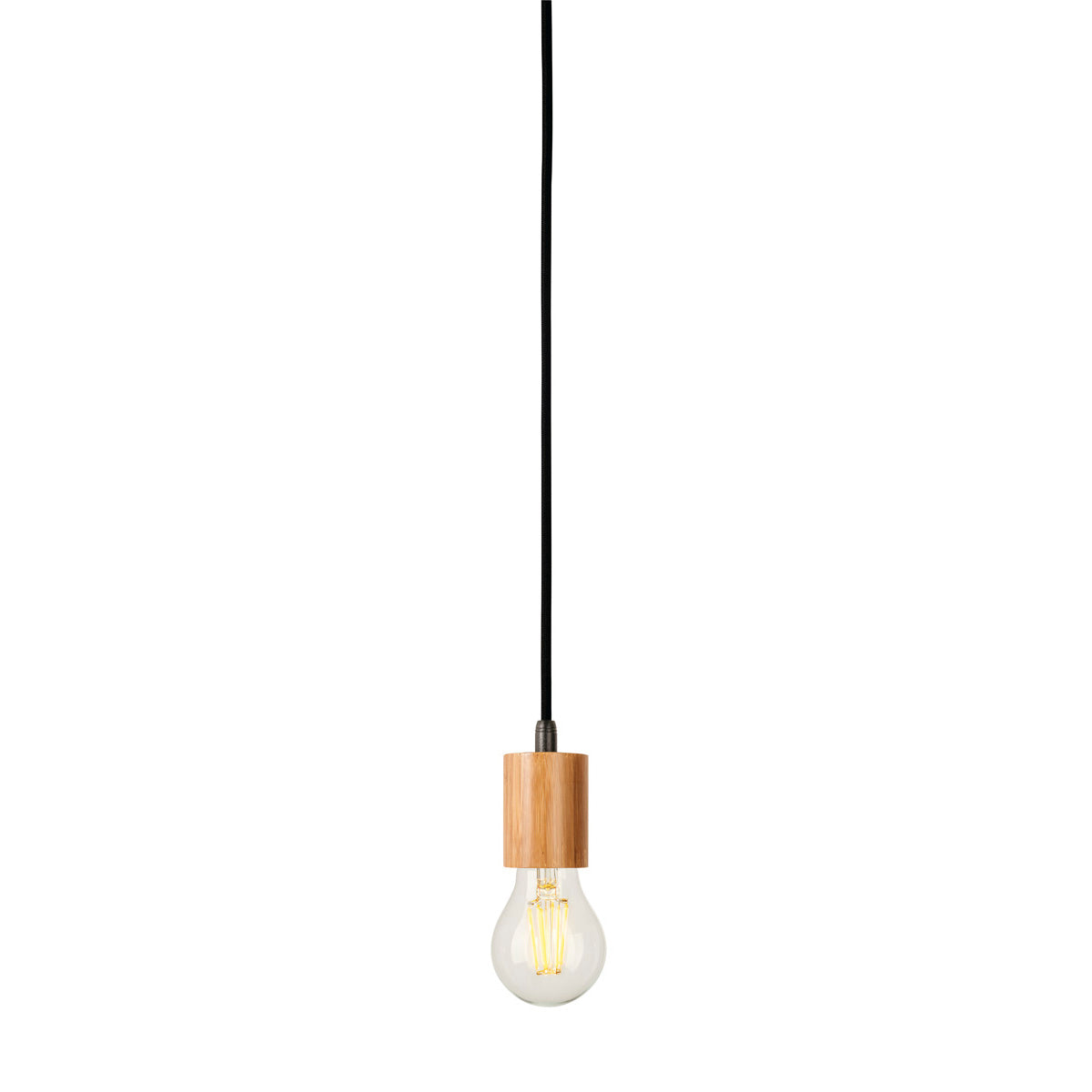 SLV FITU E27 Pendelleuchte, Bambus hell, 5m Kabel mit offenem Kabelende, max. 60W