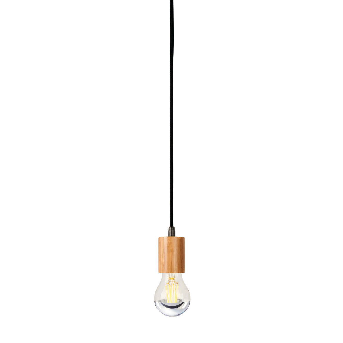 SLV FITU E27 Pendelleuchte, Bambus hell, 5m Kabel mit offenem Kabelende, max. 60W