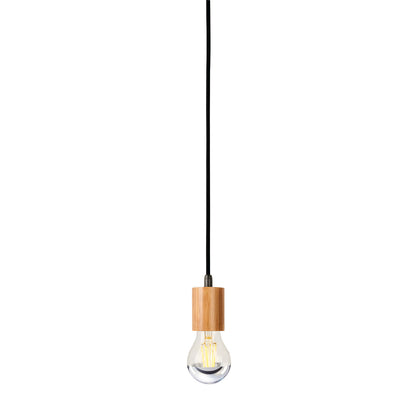 SLV FITU E27 Pendelleuchte, Bambus hell, 5m Kabel mit offenem Kabelende, max. 60W