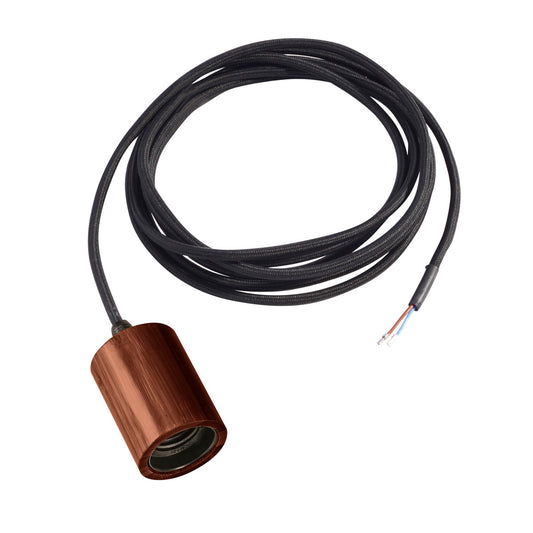 SLV FITU E27 Pendelleuchte, Bambus dunkel, 2,5m Kabel mit offenem Kabelende, max. 60W
