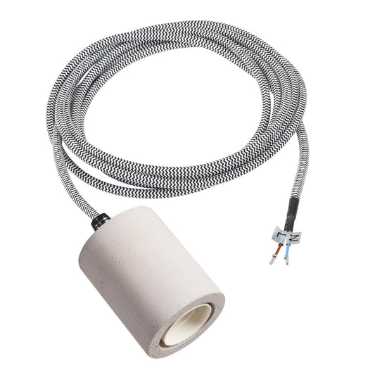 SLV FITU E27 Pendelleuchte, Beton, 2,5m Kabel mit offenem Kabelende, max. 60W