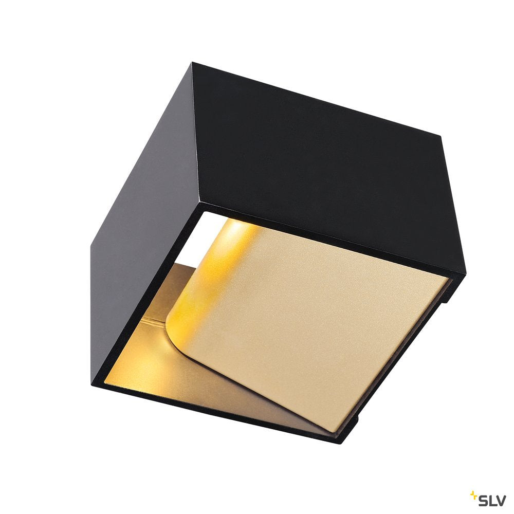 SLV LOGS IN LED Wandleuchte, schwarz/messing, 2000K-3000K Dim to Warm