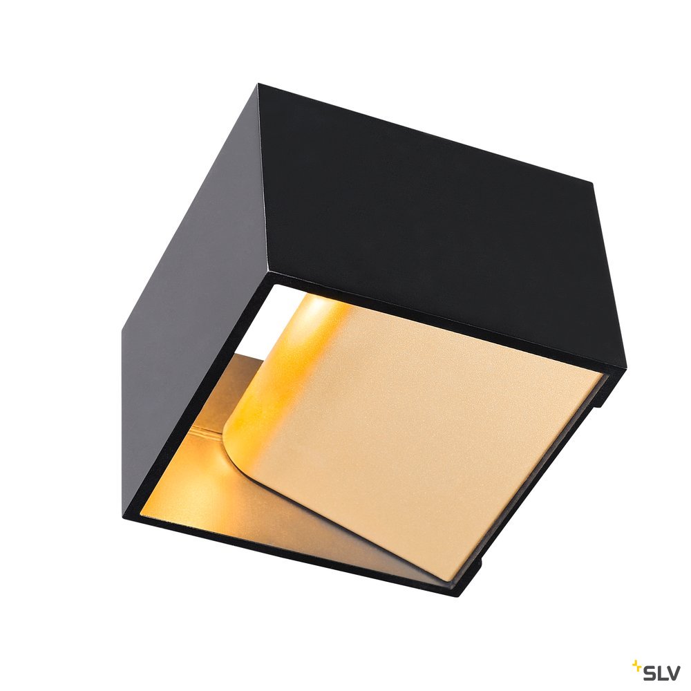 SLV LOGS IN LED Wandleuchte, schwarz/messing, 2000K-3000K Dim to Warm