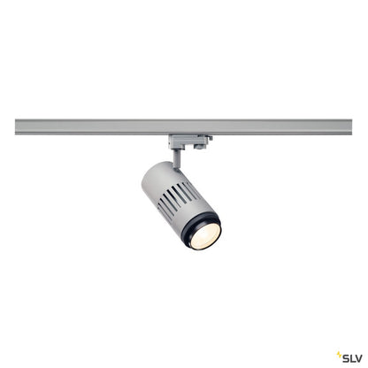 SLV STRUCTEC LED Zooming Lens Strahler für 3Phasen Hochvolt-Stromschiene, 3000K, silbergrau, 20-60°, inkl. 3 Phasen-Adapter