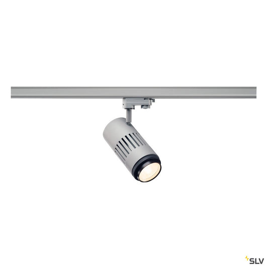 SLV STRUCTEC LED Zooming Lens Strahler für 3Phasen Hochvolt-Stromschiene, 3000K, silbergrau, 20-60°, inkl. 3 Phasen-Adapter