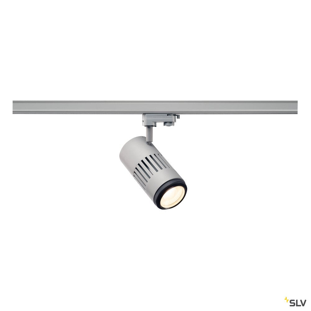 SLV STRUCTEC LED Zooming Lens Strahler für 3Phasen Hochvolt-Stromschiene, 3000K, silbergrau, 20-60°, inkl. 3 Phasen-Adapter