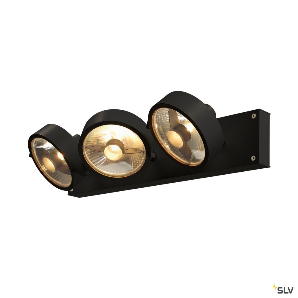 SLV KALU 3 QPAR111, Wand- und Deckenleuchte, schwarz, max. 75W