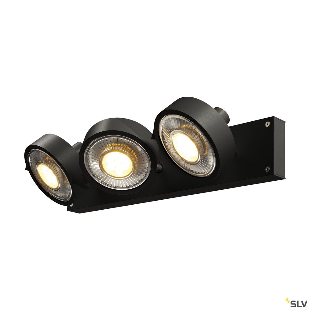 SLV KALU 3 QPAR111, Wand- und Deckenleuchte, schwarz, max. 75W