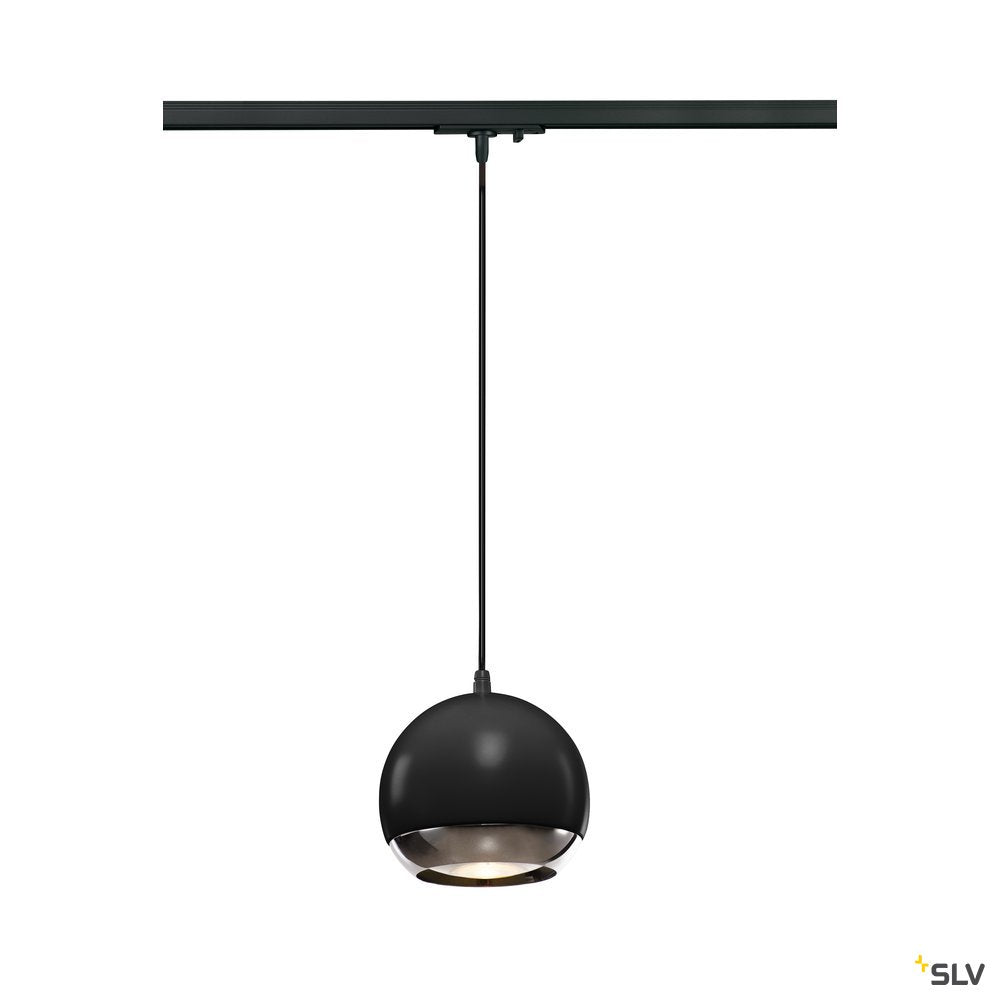 SLV LIGHT EYE 150 QPAR111 Pendelleuchte für 1Phasen Hochvolt-Stromschiene, schwarz/chrom, max. 75W, inkl. 1 Phasen-Adapter