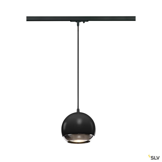 SLV LIGHT EYE 150 QPAR111 Pendelleuchte für 1Phasen Hochvolt-Stromschiene, schwarz/chrom, max. 75W, inkl. 1 Phasen-Adapter