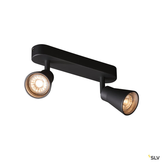 SLV AVO CW Double, Indoor Wand- und Deckenaufbauleuchte, QPAR51, schwarz, max. 50W
