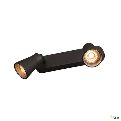 SLV AVO CW Double, Indoor Wand- und Deckenaufbauleuchte, QPAR51, schwarz, max. 50W