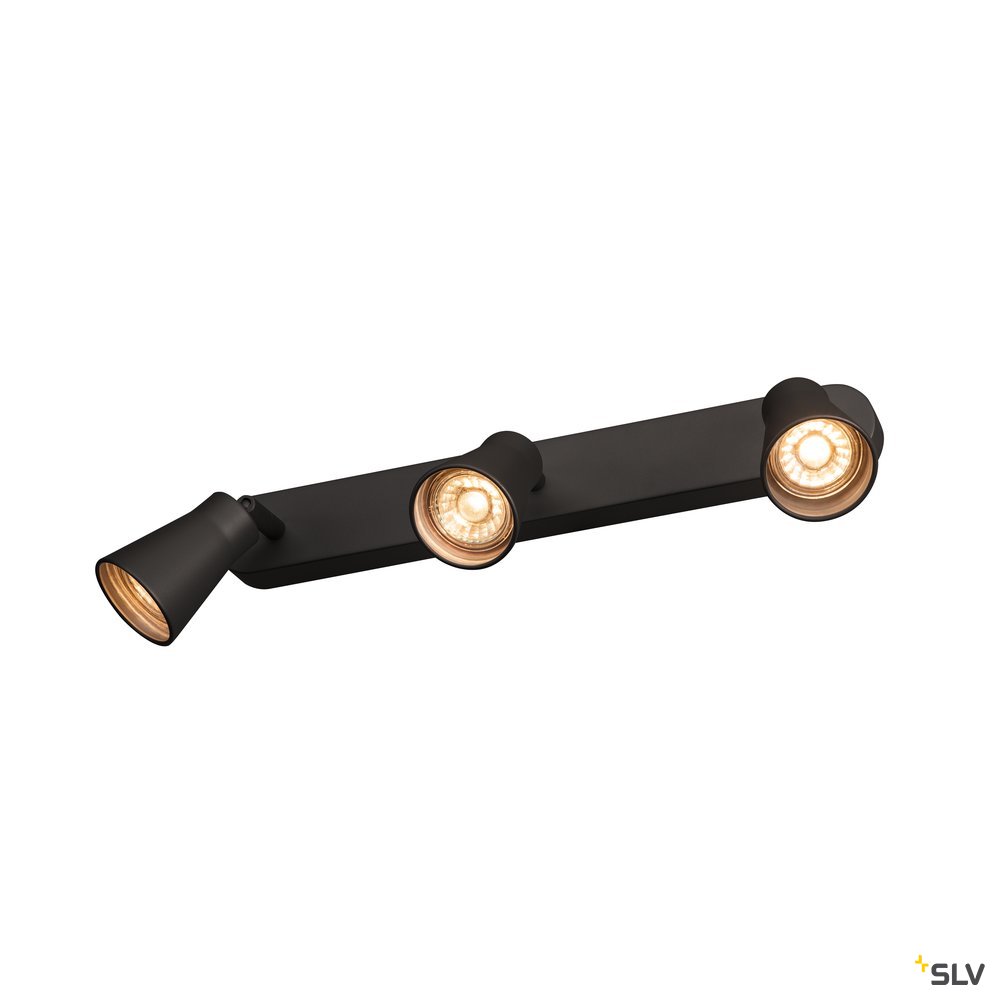 SLV AVO CW Triple, Indoor Wand- und Deckenaufbauleuchte, QPAR51, schwarz, max. 50W