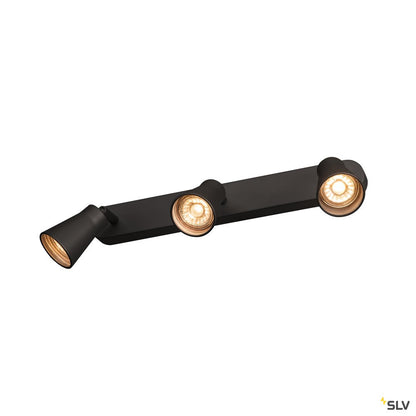 SLV AVO CW Triple, Indoor Wand- und Deckenaufbauleuchte, QPAR51, schwarz, max. 50W