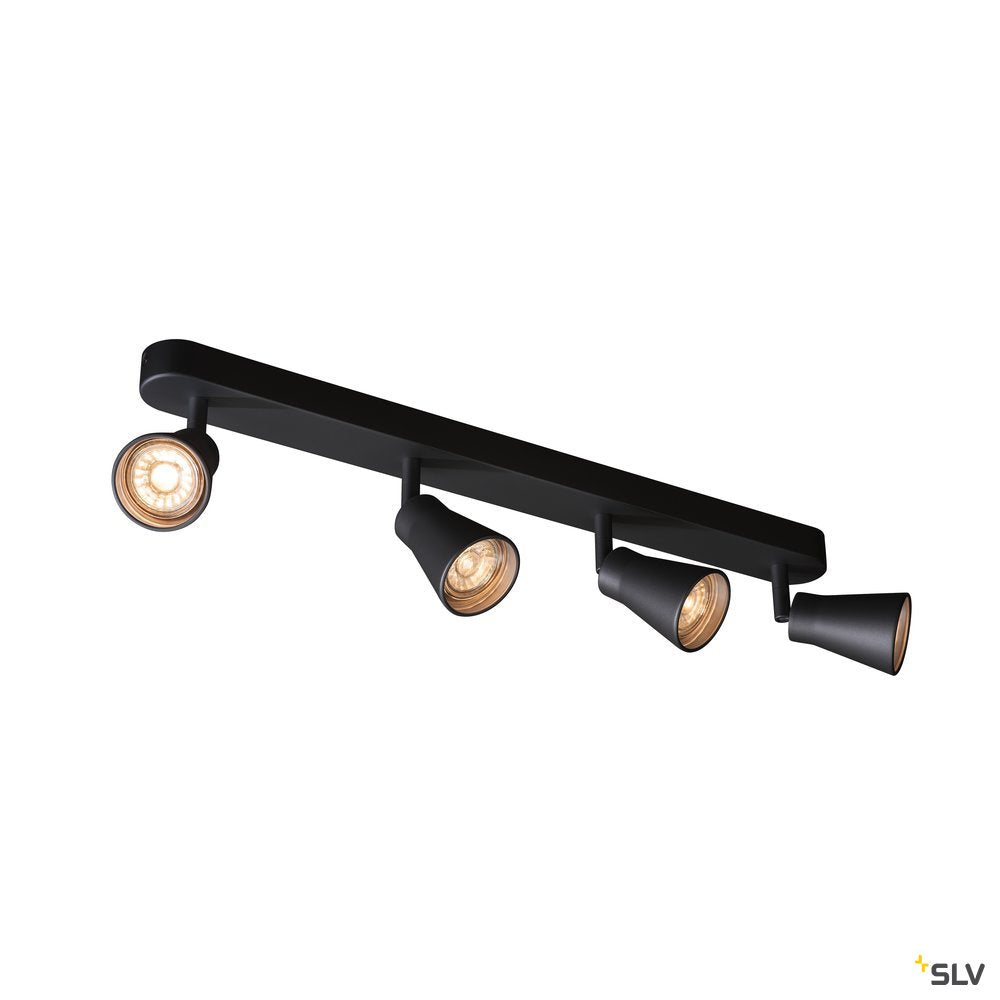 SLV AVO CW Quad, Indoor Wand- und Deckenaufbauleuchte, QPAR51, schwarz, max. 50W
