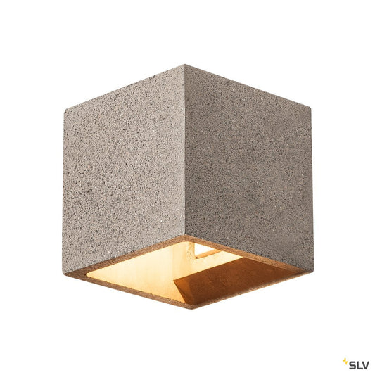 SLV SOLID CUBE Wandleuchte, QT14, schwarzer Sandstein, max. 25W