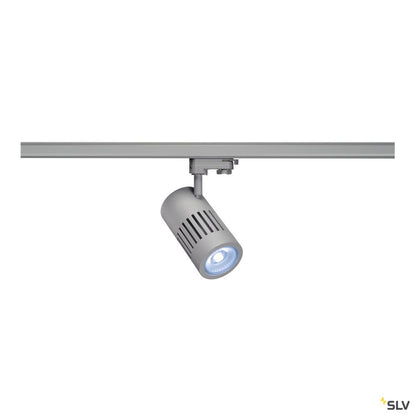 SLV STRUCTEC LED Strahler für 3Phasen Hochvolt-Stromschiene, 24W, 4000K, 60°, silbergrau, inkl. 3 Phasen Adapter