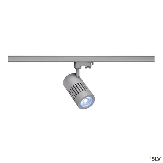 SLV STRUCTEC LED Strahler für 3Phasen Hochvolt-Stromschiene, 24W, 4000K, 60°, silbergrau, inkl. 3 Phasen Adapter