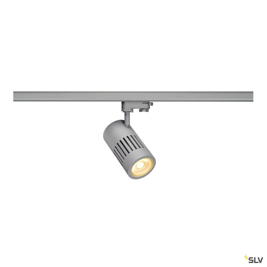 SLV STRUCTEC LED Strahler für 3Phasen Hochvolt-Stromschiene, 30W, 3000K, 60°, silbergrau, inkl. 3 Phasen Adapter