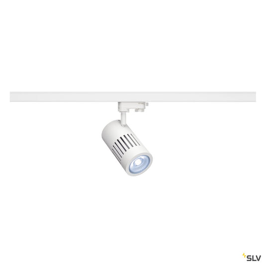 SLV STRUCTEC LED Strahler für 3Phasen Hochvolt-Stromschiene, 30W, 4000K, 60°, weiss, inkl. 3 Phasen Adapter