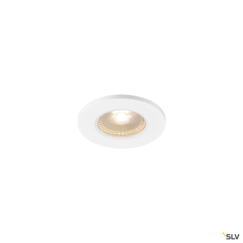 SLV KAMUELA ECO LED Fire-rated Deckeneinbauleuchte, weiss, 3000K, 38°, dimmbar, IP65