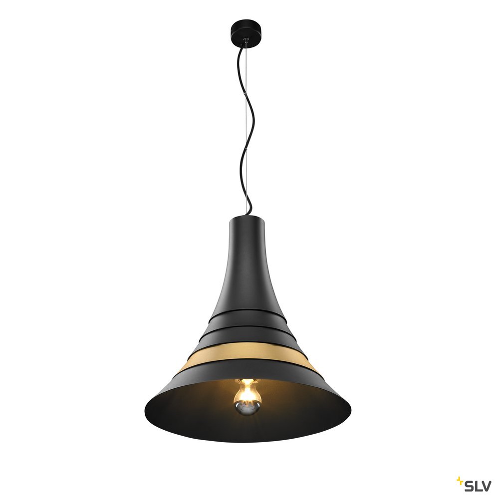 SLV BATO 45 PD, Indoor Pendelleuchte, schwarz/messing, E27, max. 60W