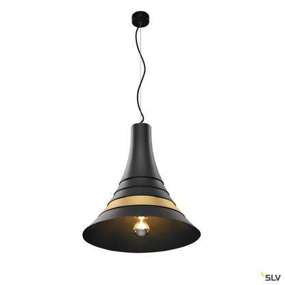 SLV BATO 45 PD, Indoor Pendelleuchte, schwarz/messing, E27, max. 60W