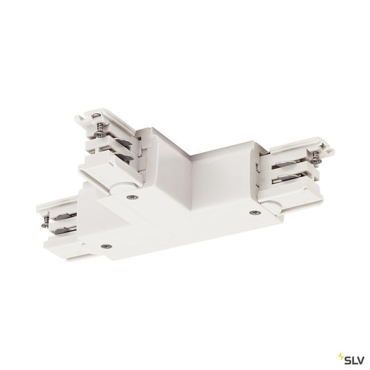 SLV T-Verbinder für S-TRACK 3P.- Schiene, Erde links, verkehrsweiß