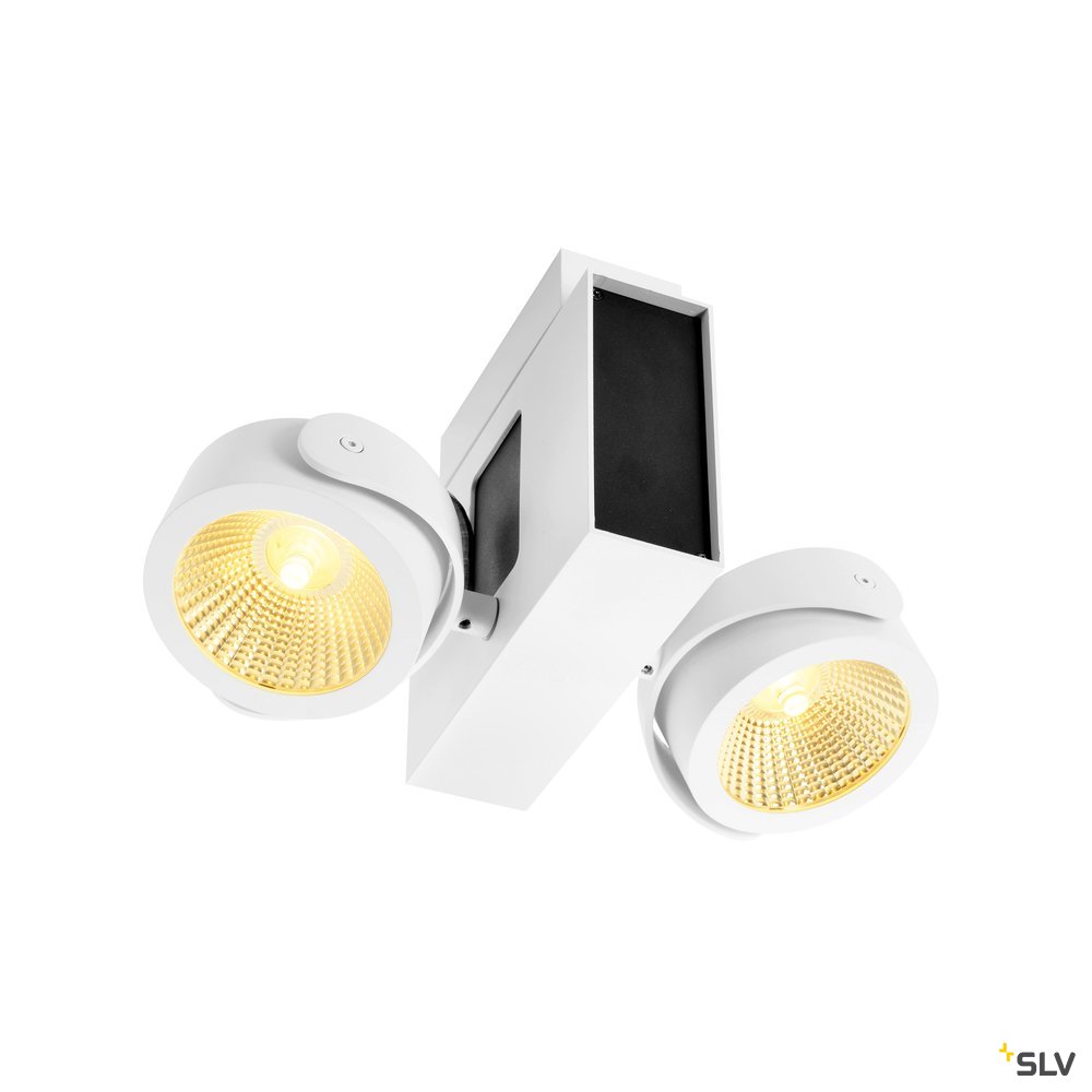 SLV TEC KALU CW, LED Indoor Wand- und Deckenaufbauleuchte, double weiß/schwarz 60° 3000K