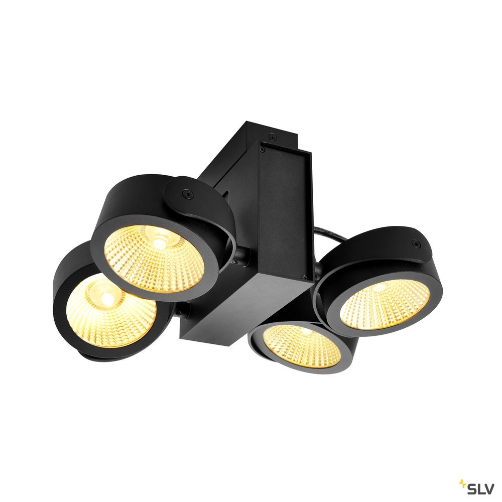 SLV TEC KALU CW, LED Indoor Wand- und Deckenaufbauleuchte, quad, schwarz, 60°, 3000K