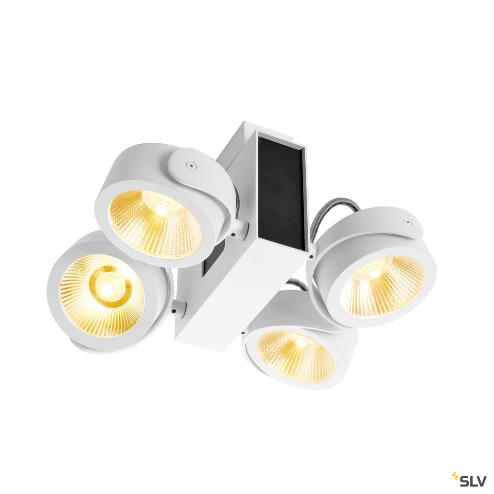 SLV TEC KALU CW, LED Indoor Wand- und Deckenaufbauleuchte, quad weiß/schwarz 60° 3000K