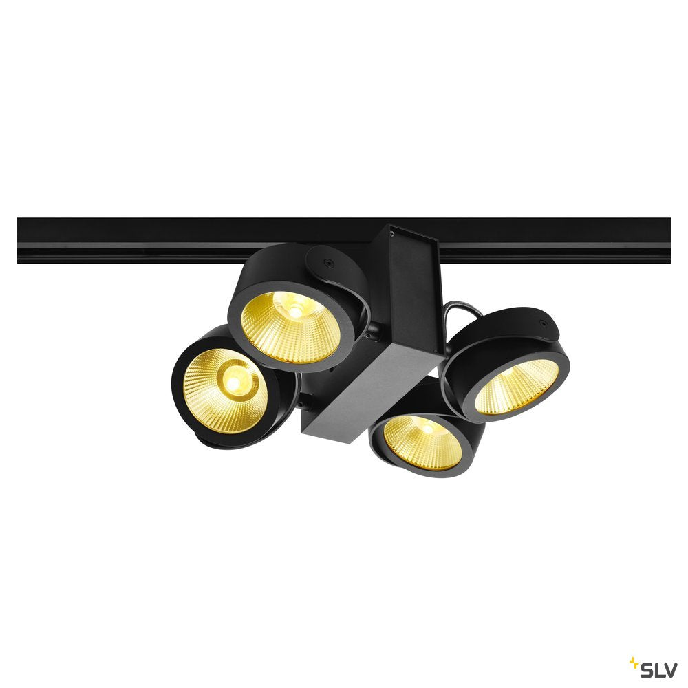 SLV TEC KALU quad, schwarz, 24°, 3000K, inkl. 3P.-Adapter