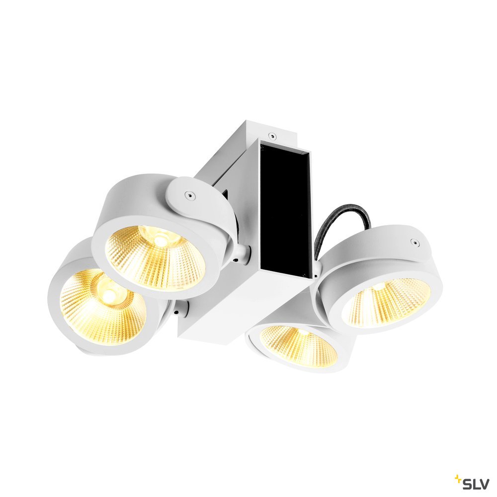 SLV TEC KALU CW, LED Indoor Wand- und Deckenaufbauleuchte, quad weiß/schwarz 24° 3000K