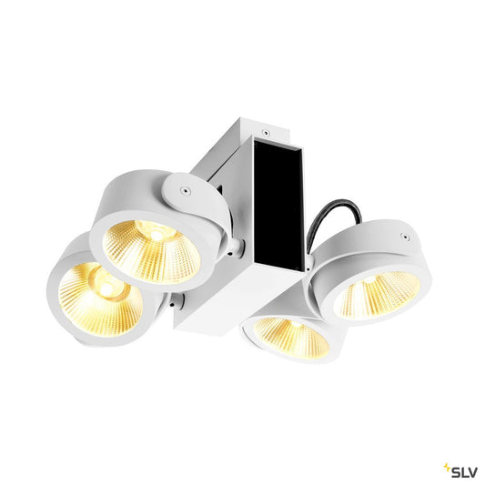 SLV TEC KALU CW, LED Indoor Wand- und Deckenaufbauleuchte, quad weiß/schwarz 24° 3000K