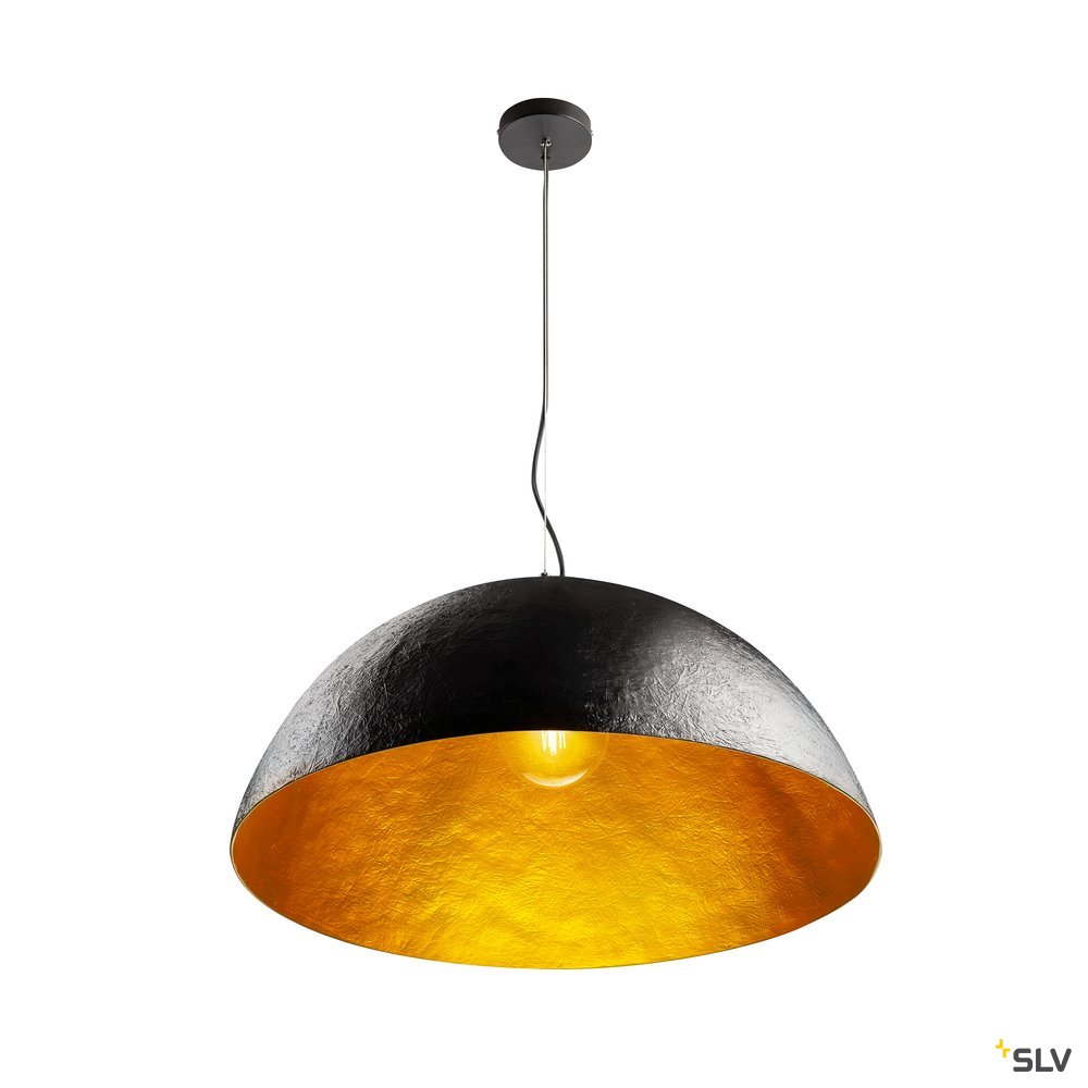 SLV FORCHINI 70 PD, Indoor Pendelleuchte, schwarz/gold, E27, max. 40W