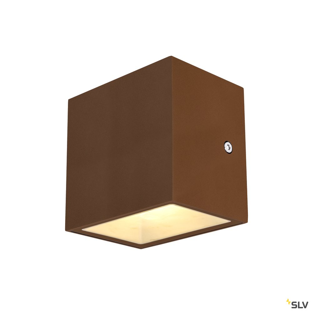 SLV SITRA CUBE WL, LED Outdoor Wand- und Deckenaufbauleuchte, rost farbend, IP44, 3000K, 10W
