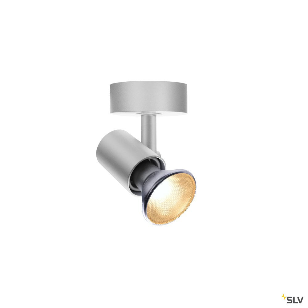 SLV SPOT E27, CW, Indoor Wand- und Deckenaufbauleuchte, silbergrau, max. 75W