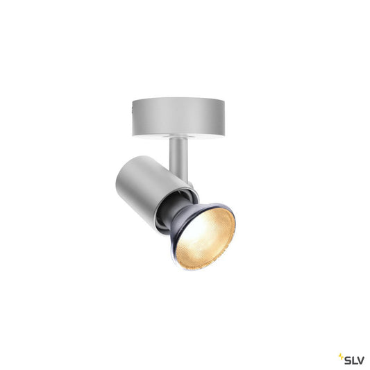 SLV SPOT E27, CW, Indoor Wand- und Deckenaufbauleuchte, silbergrau, max. 75W