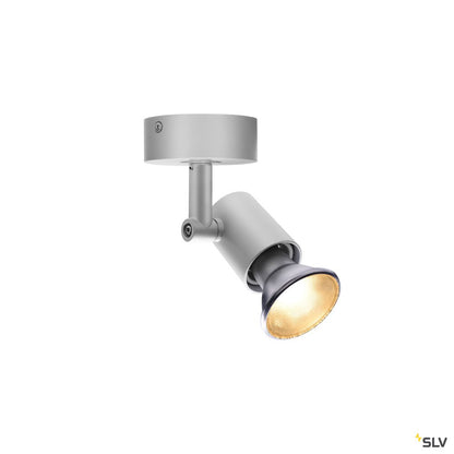 SLV SPOT E27, CW, Indoor Wand- und Deckenaufbauleuchte, silbergrau, max. 75W