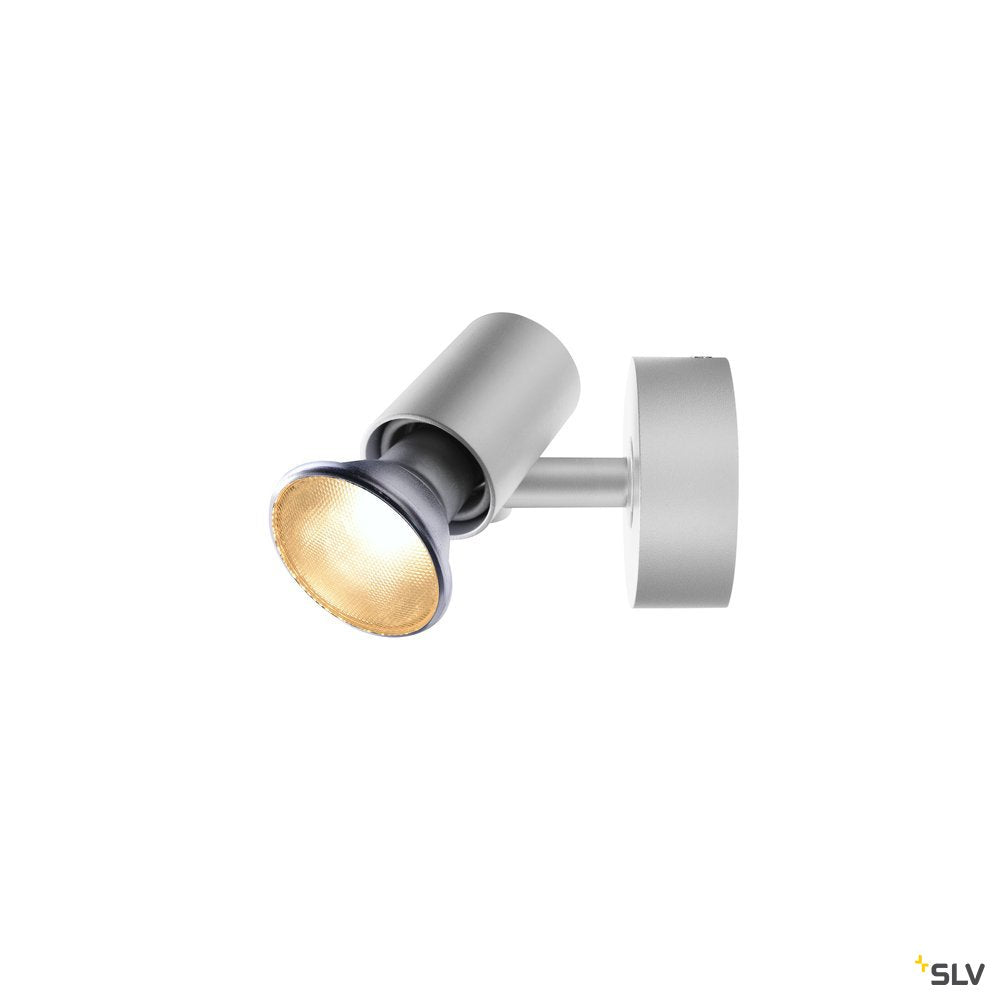 SLV SPOT E27, CW, Indoor Wand- und Deckenaufbauleuchte, silbergrau, max. 75W
