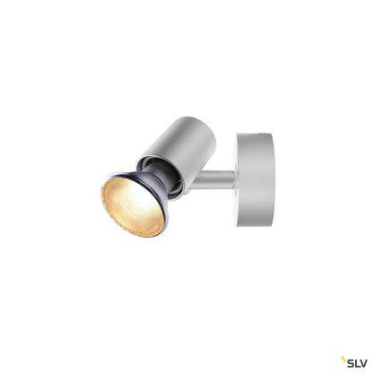 SLV SPOT E27, CW, Indoor Wand- und Deckenaufbauleuchte, silbergrau, max. 75W