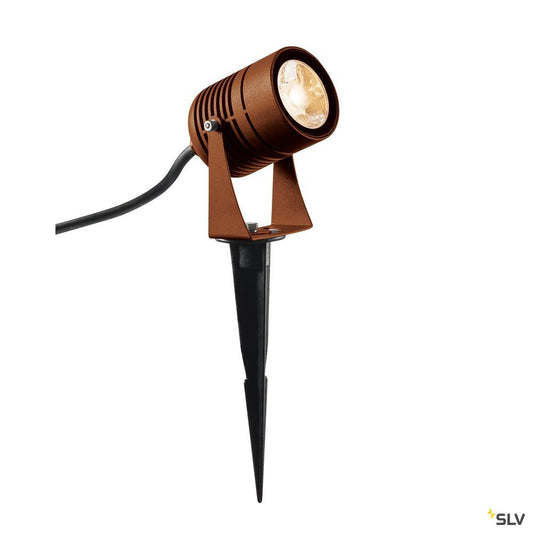 SLV LED SPIKE, LED Outdoor Erdspießleuchte, rost farbend, IP55, 3000K, 40°