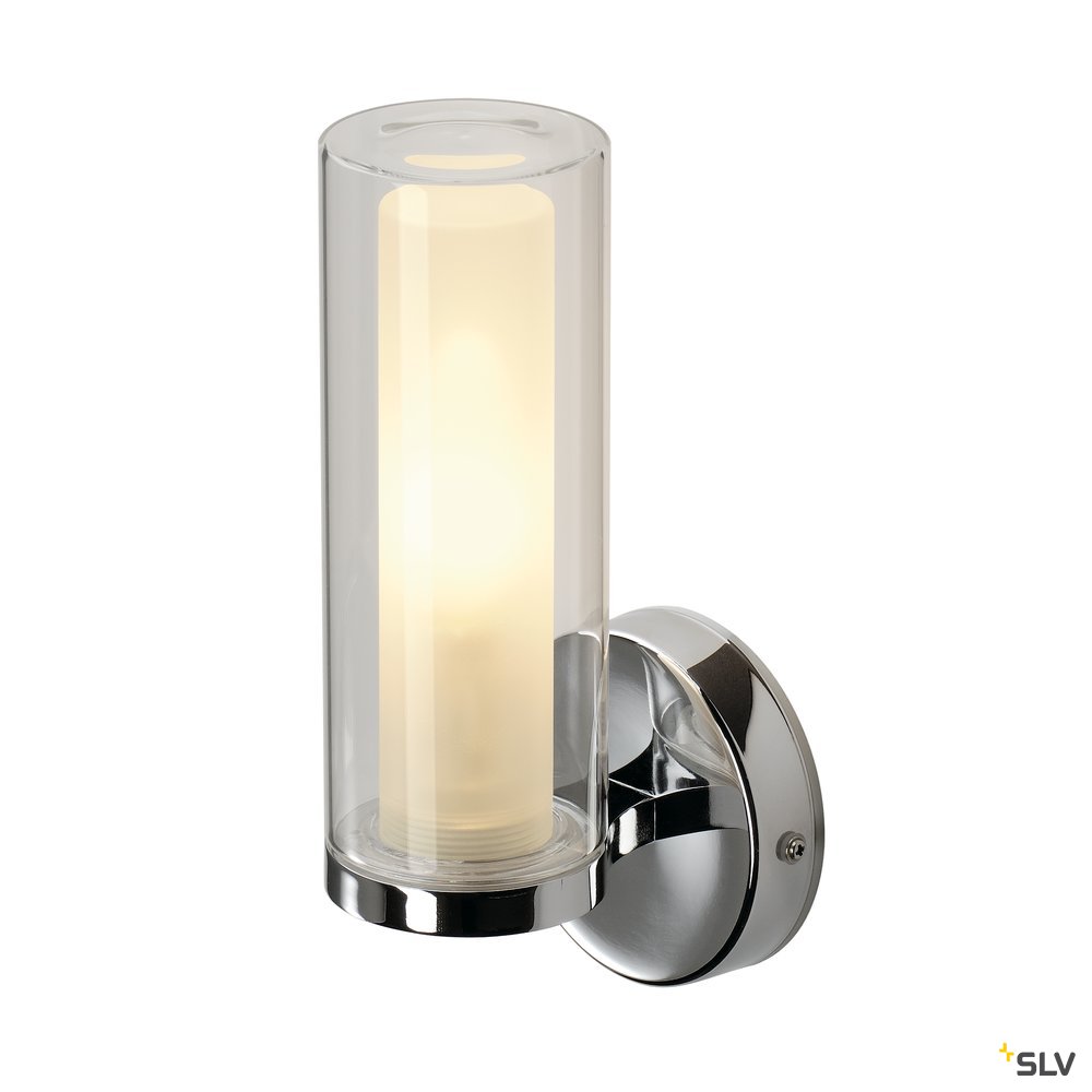 SLV WL 105 Wandleuchte, chrom, doppelt Glas, 1xE14
