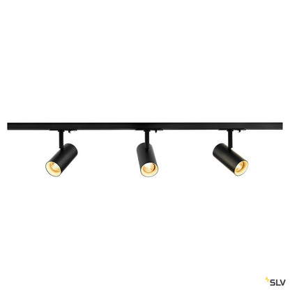 SLV 1Ph NOBLO SPOT SET 2700K schwarz inkl. drei Spots, zwei Schienen je 1m, einem Einspeiser sowie einem Längsverbinder