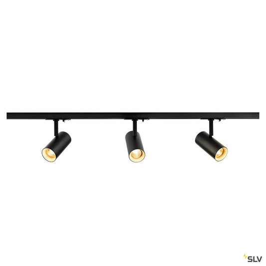 SLV 1Ph NOBLO SPOT SET 2700K schwarz inkl. drei Spots, zwei Schienen je 1m, einem Einspeiser sowie einem Längsverbinder