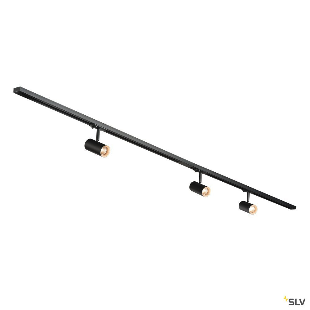 SLV 1Ph NOBLO SPOT SET 2700K schwarz inkl. drei Spots, zwei Schienen je 1m, einem Einspeiser sowie einem Längsverbinder