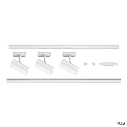 SLV 1Ph NOBLO SPOT SET 2700K weiß inkl. drei Spots, zwei Schienen je 1m, einem Einspeiser sowie einem Längsverbinder