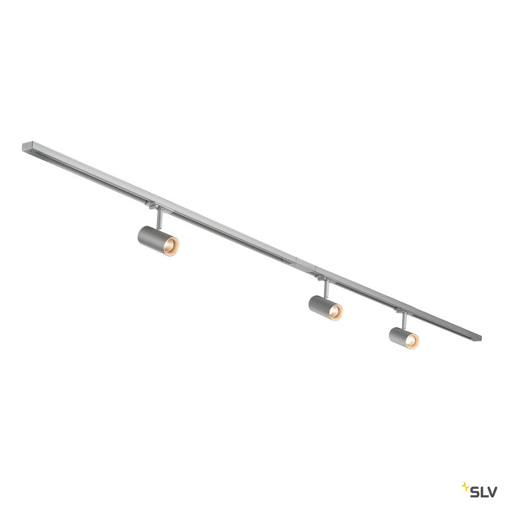 SLV 1Ph NOBLO SPOT SET 2700K grau inkl. drei Spots, zwei Schienen je 1m, einem Einspeiser sowie einem Längsverbinder
