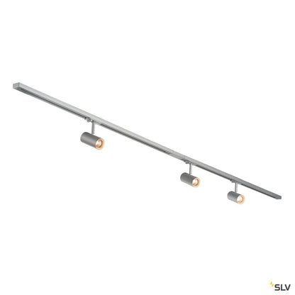 SLV 1Ph NOBLO SPOT SET 2700K grau inkl. drei Spots, zwei Schienen je 1m, einem Einspeiser sowie einem Längsverbinder
